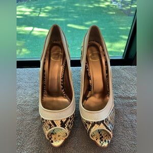 VINTAGE Roberto Cavalli Snakeskin Open-toe Pumps sz 39